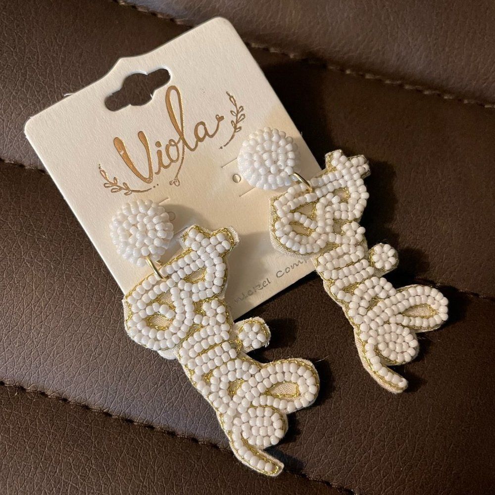 White Seed Bead "Bride" Earrings